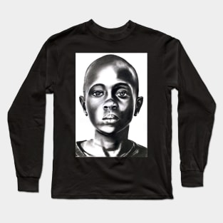 charcoal portrait of a black boy Long Sleeve T-Shirt